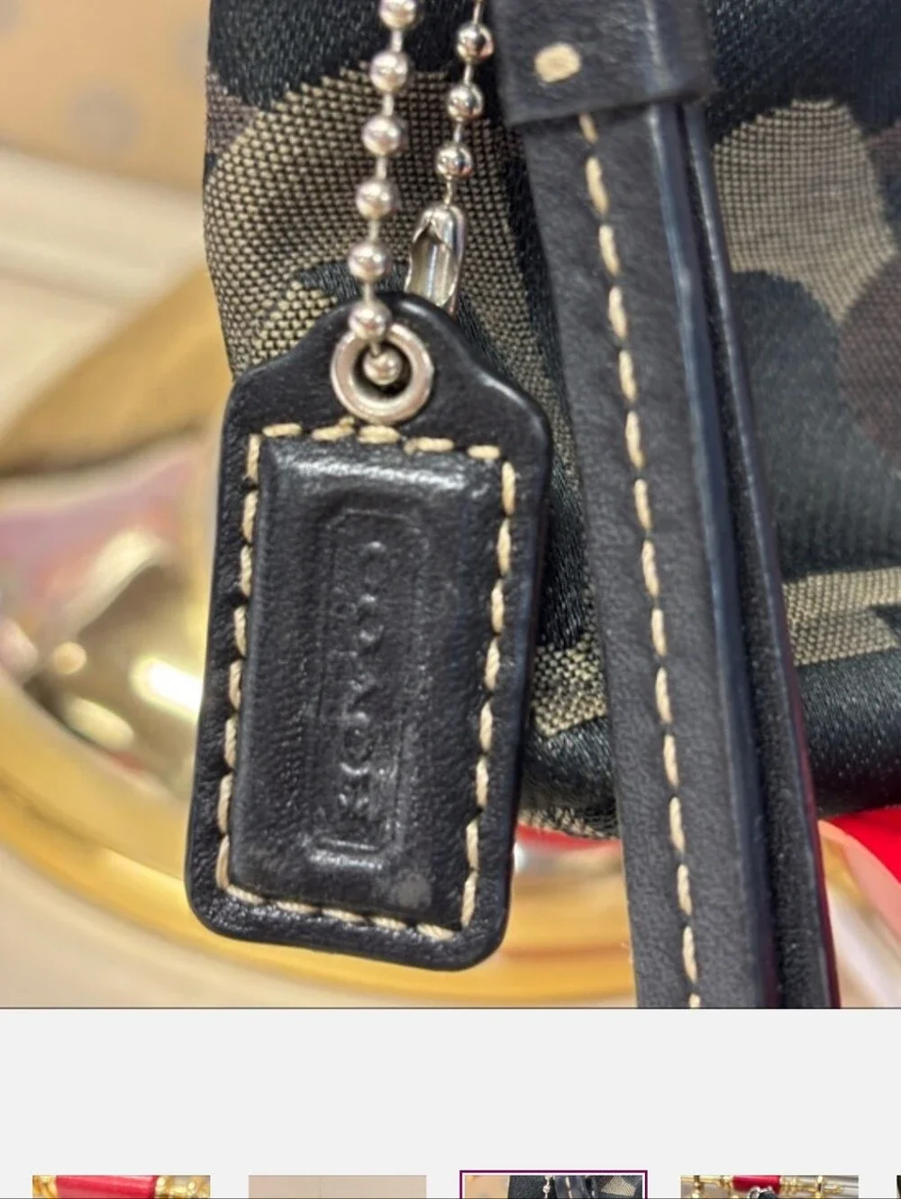 Coach Signature Canvas Wristlet [Black & Gray] + Hangtag In EUC